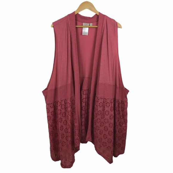 LOGO Lori Goldstein Flowy Open Cardigan Vest